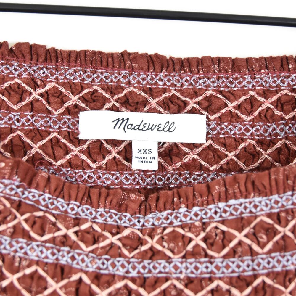 Madewell Square-Neck Smocked Top, XXS - Picture 4 of 8